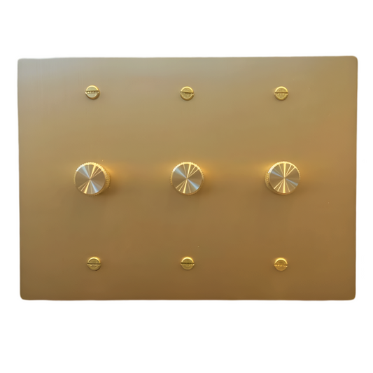 Brass Rotary Dimmer Switch 1-Way (3-Gang) Satin Brass