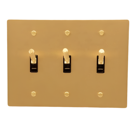 Brass Modern Toggle Light Switch (3-Gang) Satin Brass