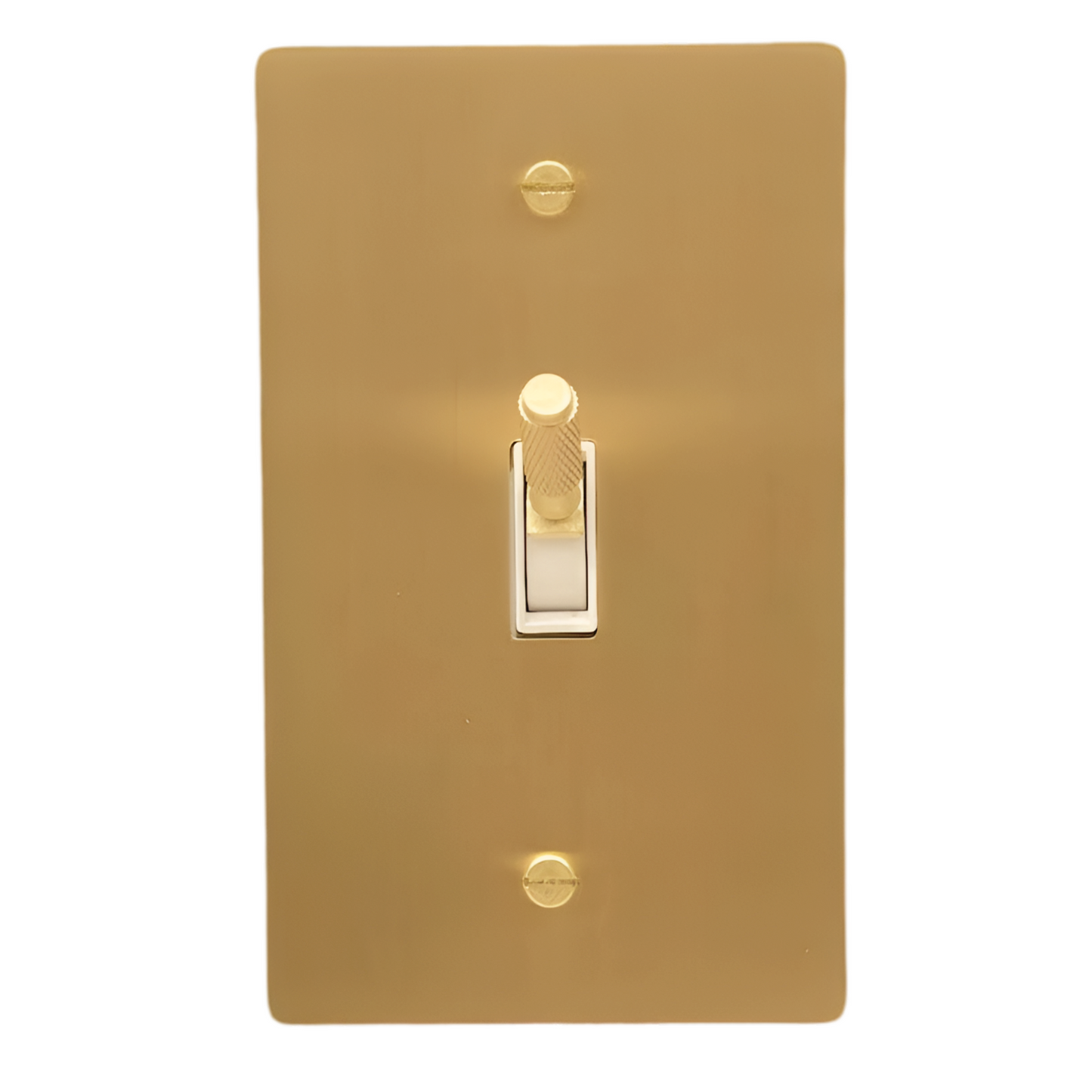 Brass Modern Toggle Light Switch (1-Gang) Satin Brass With White Trim