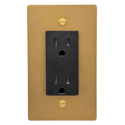 Brass Standard 15A Outlet (1-Gang) Satin Brass