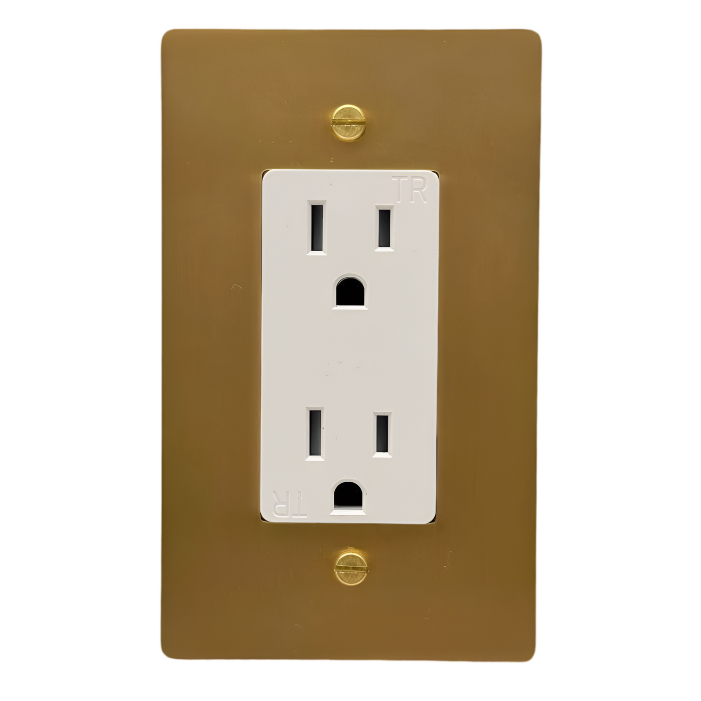 Brass Standard 15A Outlet (1-Gang) Satin Brass With White