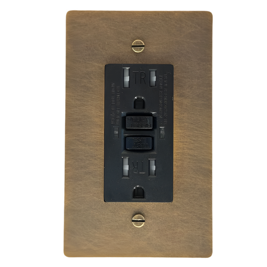 Brass GFCI Outlet (1-Gang) Aged Patina Brass