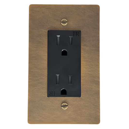 Brass Standard 15A Outlet (1-Gang) Aged Patina Brass