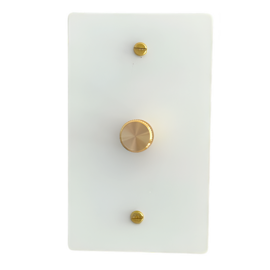 Brass Rotary Dimmer Switch 3-Way (1-Gang) White With Satin Brass