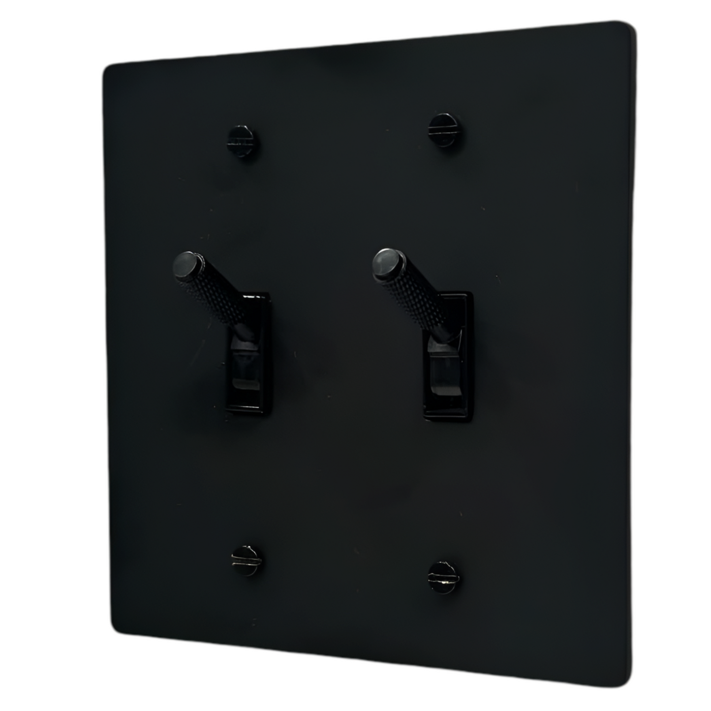 Brass Modern Toggle Light Switch (2-Gang) Matte Black