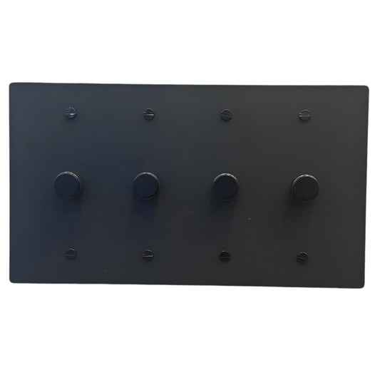 Brass Rotary Dimmer Switch 1-Way (4-Gang) Matte Black