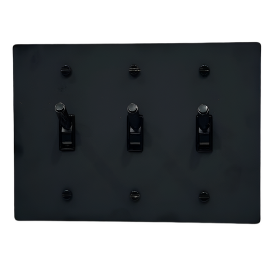 Brass Modern Toggle Light Switch (3-Gang) Matte Black