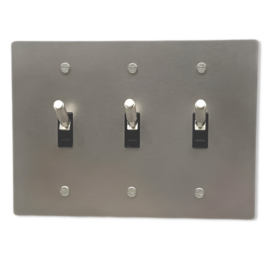 Brass Modern Toggle Light Switch (3-Gang) Stainless Steel