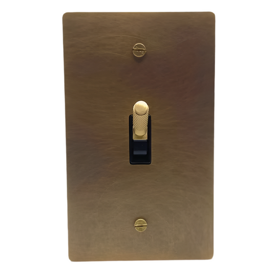 Brass Modern Toggle Light Switch (1-Gang) Aged Patina Brass