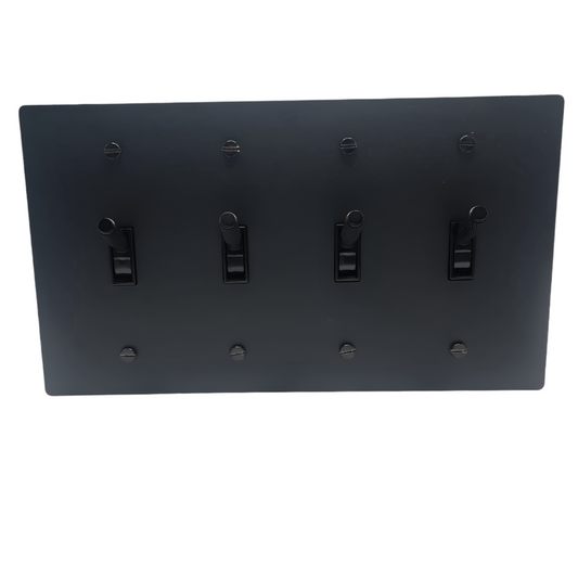 Brass Modern Toggle Light Switch (4-Gang) Matte Black