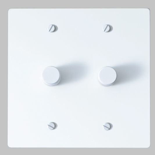 Brass Rotary Dimmer Switch 1-Way (2-Gang) White Brass