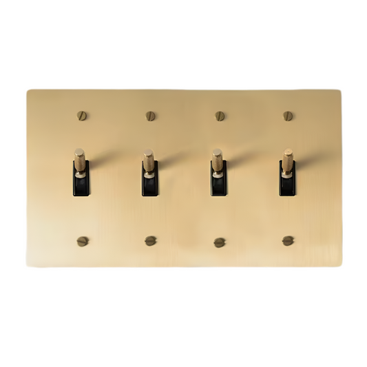 Brass Modern Toggle Light Switch (4-Gang) Satin Brass