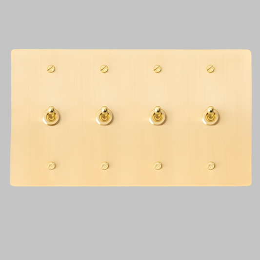 Satin Brass Classic Vintage Toggle Light Switch Wall Plate (4-Gang)