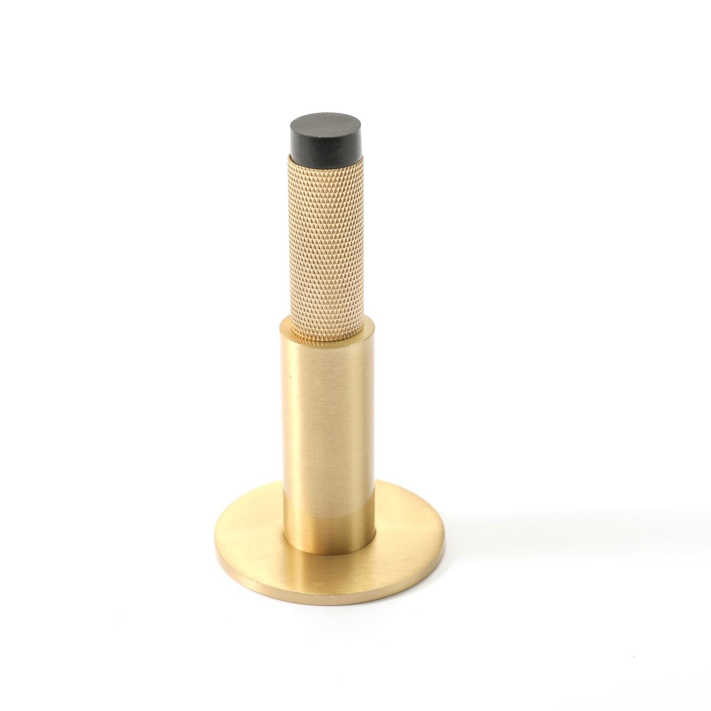 Satin Brass Knurled Textured Mounted Door Stopper