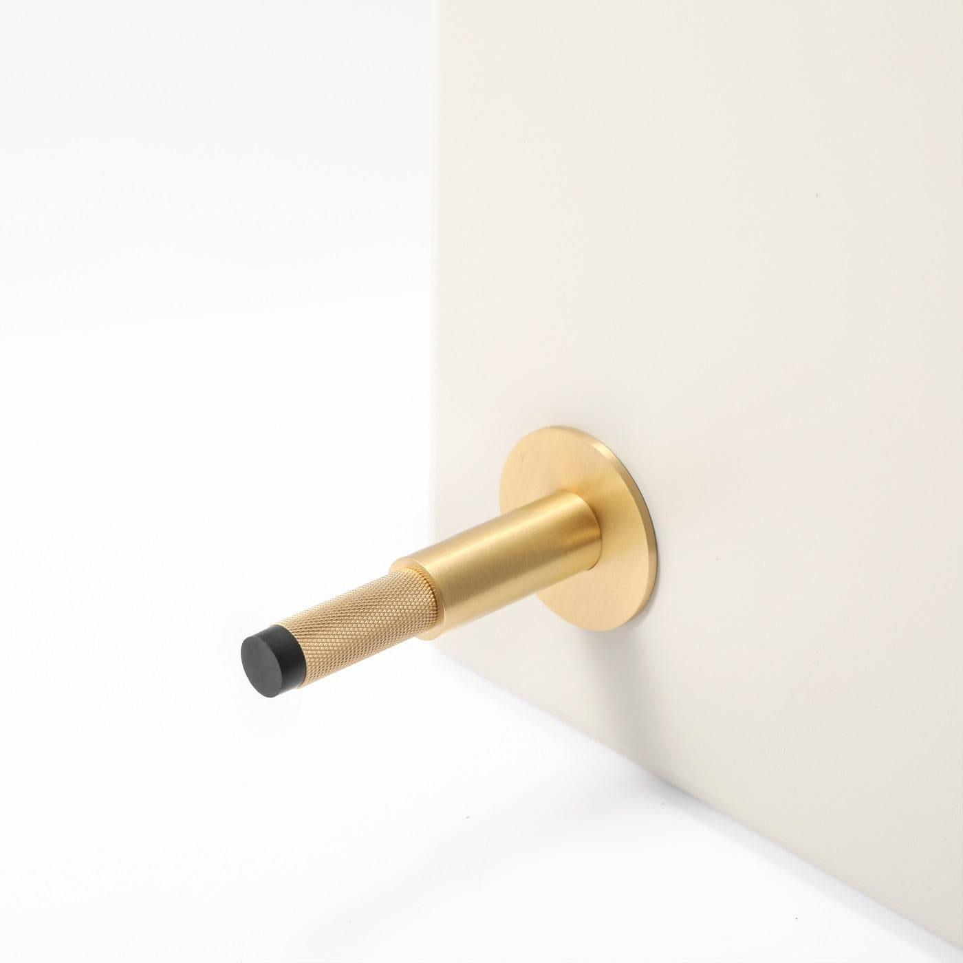 Satin Brass Knurled Textured Mounted Door Stopper