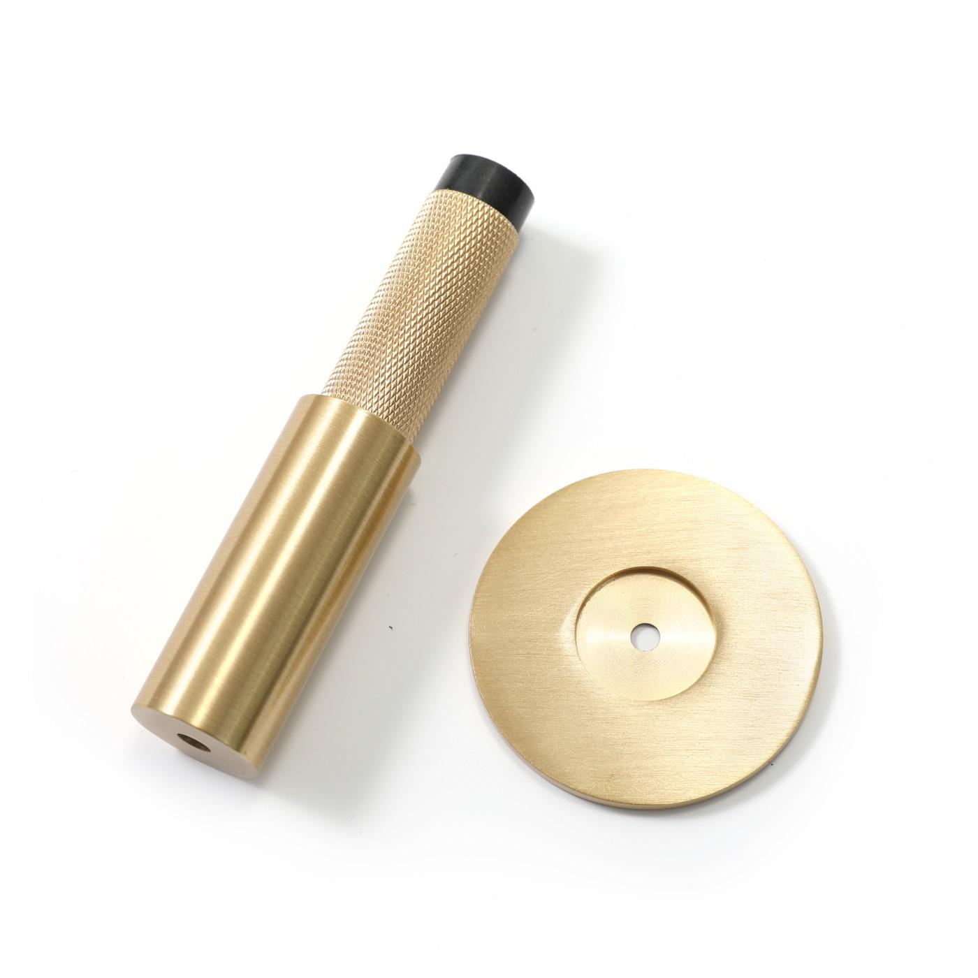 Satin Brass Knurled Textured Mounted Door Stopper